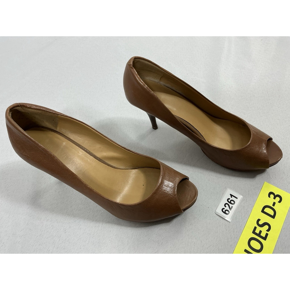 Womans Nine West Slipon Stiletto Pumps 7.5 M Brown Peep Toe - Picture 1 of 10